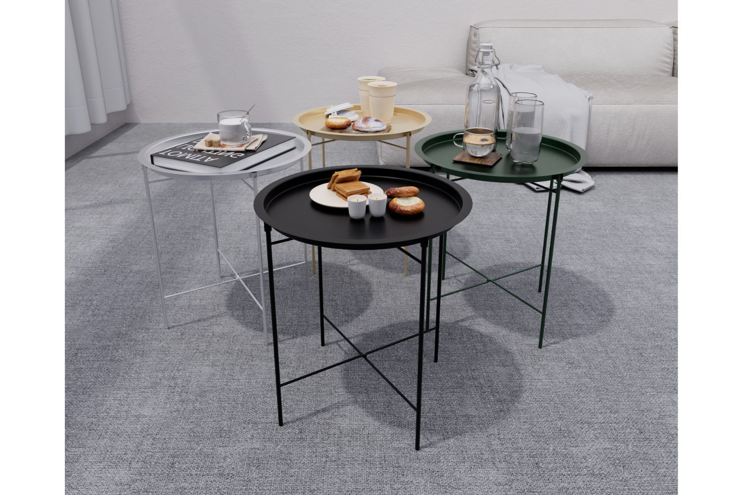 AZUMI Removable Tray Side Table (White)