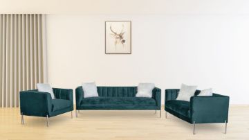 Picture of LARKIN 3+2+1 Velvet Sofa Range (Green)