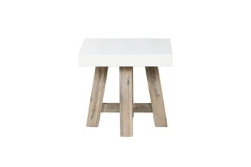 Picture of ANTON Square Lamp Table (White Concrete on Solid Acacia Wood)