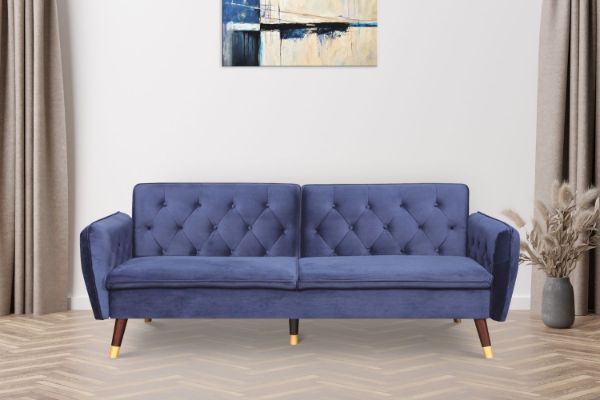 Picture of ARTHUR 3 Seater Velvet Sofa Bed (Blue)