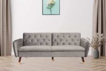 Picture of ARTHUR 3 Seater Velvet Sofa Bed (Grey)