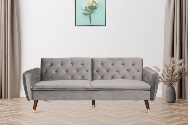 Picture of ARTHUR 3 Seater Velvet Sofa Bed (Grey)