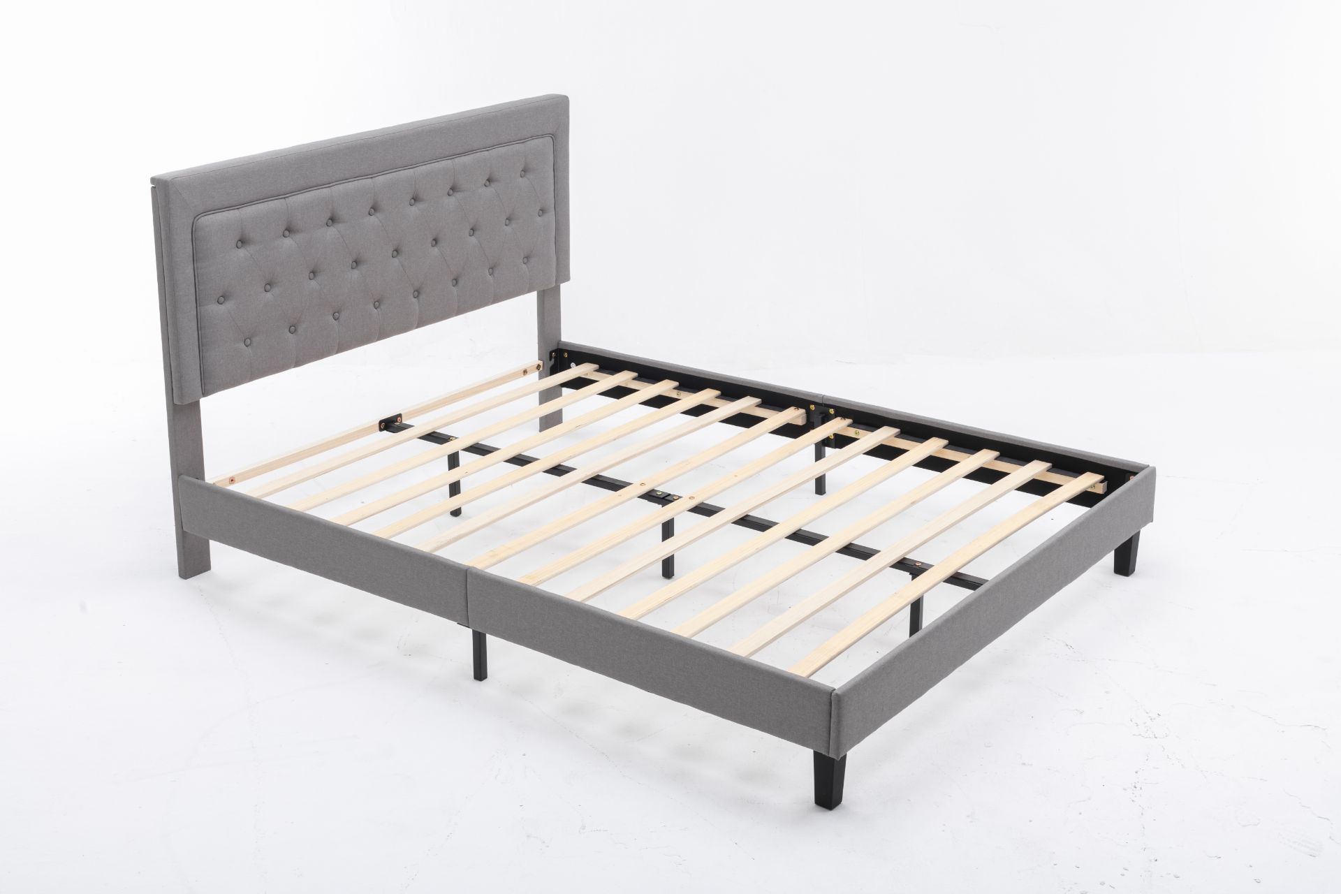 HARVEST Fabric Bed Frame in Queen (Grey)
