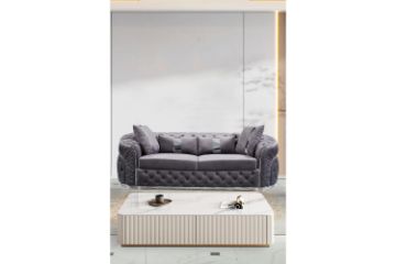 Picture of PIEDMONT Chesterfield Velvet Sofa Range (Grey) - 3 Seater