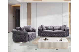 Picture of PIEDMONT Chesterfield Velvet Sofa Range (Grey) - 3+2 Sofa Set
