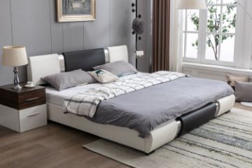 Picture of VANCOUVER Vinyl Bed Frame (Black & White) - Queen