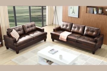 Picture of KNOLLWOOD 3/2 Seater Air Leather Sofa Set (Brown)