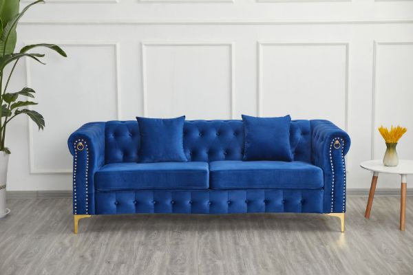 Picture of BONA Velvet Sofa Range (Blue) - 3 Seater