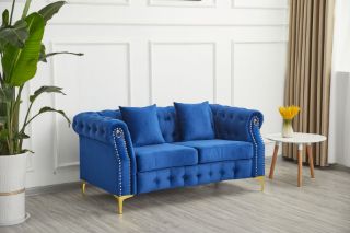 Picture of BONA Velvet Sofa Range (Blue) - 2 Seater
