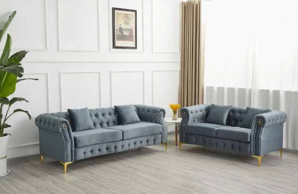 Picture of BONA Velvet Sofa Range  (Grey) - 3+2 Sofa Set