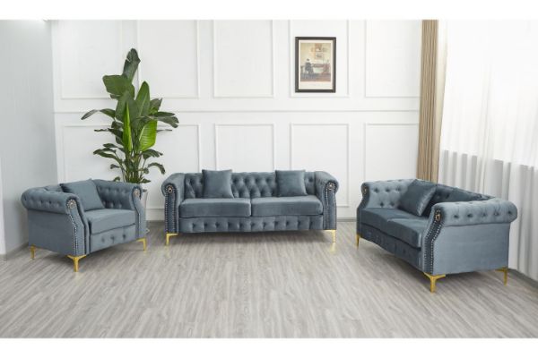 Picture of BONA Velvet Sofa Range (Grey) - 3+2+1 Sofa Set
