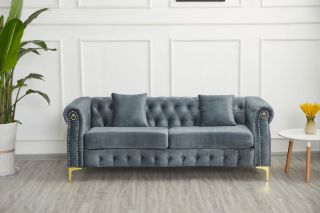 Picture of BONA Velvet Sofa Range  (Grey) - 3 Seater