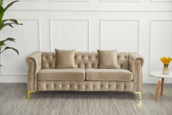 Picture of BONA Velvet Sofa Range (Dark Beige) - 3 Seater