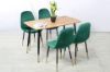 Picture of BIJOK 140 5PC Dining Set (Oak Finish Table & Green Velvet Chairs)
