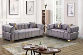 Picture of VEGAS Chesterfield Velvet  Sofa (Grey) - 3+2 Sofa Set