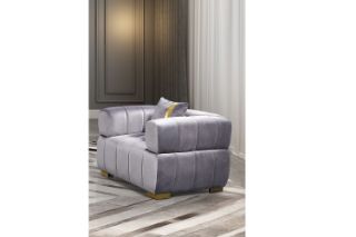 Picture of VEGAS Chesterfield Velvet  Sofa (Grey) - 1 Seater