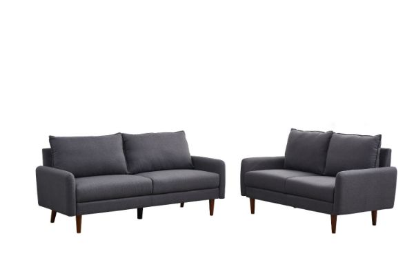 Picture of ZEN Fabric Sofa Range with Solid Wood Legs (Dark Grey) - 3+2 Sofa Set