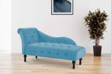 Picture of ZOE Velvet Flared Arm Chaise Lounge (Blue)