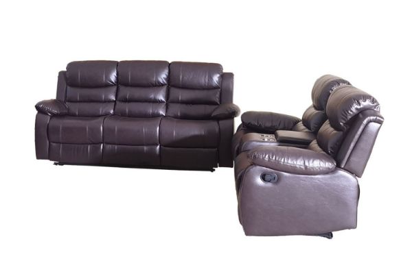 Picture of ALESSANDRO Air Leather Reclining Sofa Range(Brown) - 3RR+2RRC Sofa Set