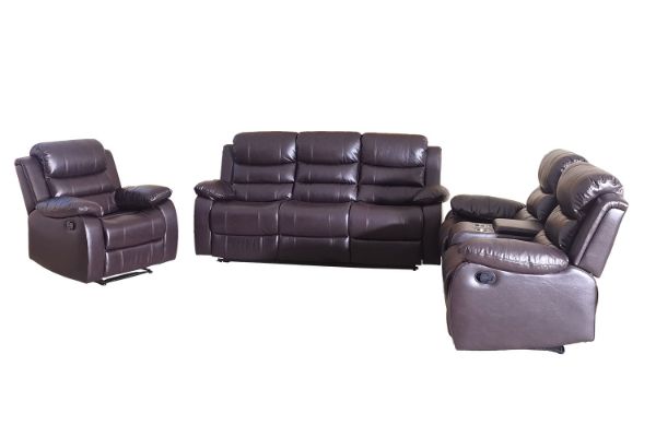 Picture of ALESSANDRO Air Leather Reclining Sofa Range(Brown) - 3RR+2RRC+1R Sofa Set