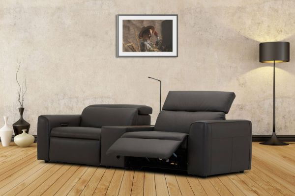 Picture of MONTEMART 100% Genuine Leather Power Reclining Sofa with Light & Wireless Charging