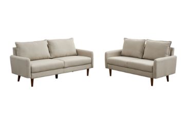 Picture of ZEN Fabric Sofa Range with Solid Wood Legs (Beige) - 3+2 Seater