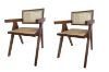Picture of CHANDIGARH Solid Rubber Wood with Real Rattan Arm Chair (Walnut) - 2 Chairs in 1 Carton 