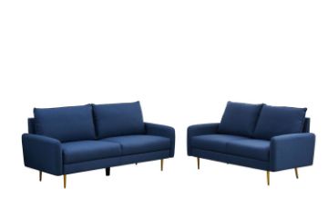 Picture of ZEN 3/2 Seater Fabric Sofa Range with Metal Legs (Dark Blue)