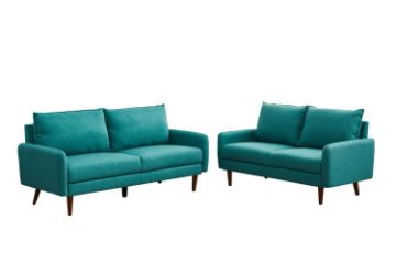 Picture of ZEN 3/2 Seater Fabric Sofa Range with Solid Wood Legs (Green)