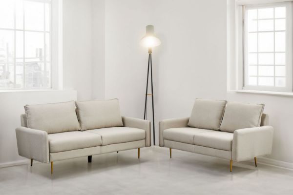 Picture of ZEN 3/2 Seater Fabric Sofa Range with Metal Legs (Beige)