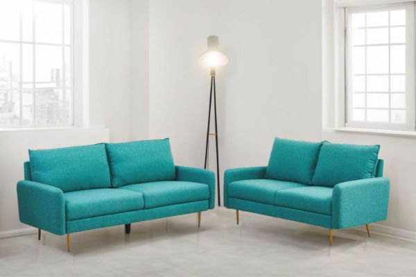 Picture of ZEN 3/2 Seater Fabric Sofa Range with Metal Legs (Green)