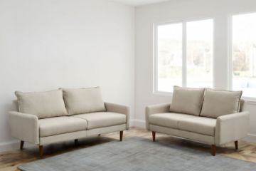 Picture of ZEN 3/2 Seater Fabric Sofa Range with Solid Wood Legs (Beige)