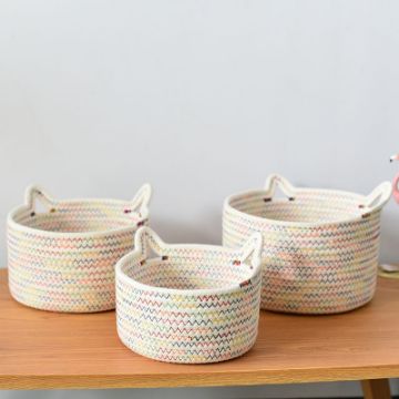 Picture of Cat Ear Shaped Cotton Rope Organizer/ Storage Basket *Multi-Color -Large Size 