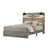 Picture of CROWN Queen Size Bed Frame with Lighting and USB Port (Grey)