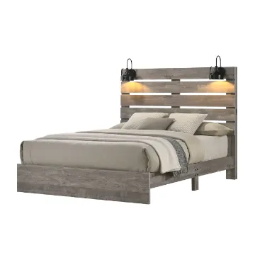Picture of CROWN Queen Size Bed Frame with Lighting and USB Port (Grey)