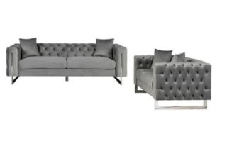 Picture of ASTRA Velvet Sofa Range (Grey) - 3+2 Sofa Set