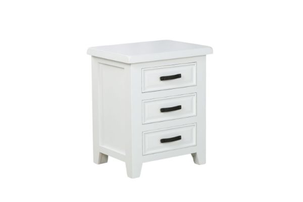 Picture of FRANCO 3-Drawer Solid NZ Pine Bedside Table (White)
