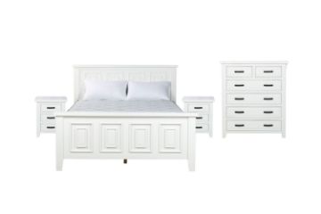 Picture of FRANCO 4PC/5PC/6PC Solid NZ Pine Bedroom Range in Queen/Super King Size (White) 