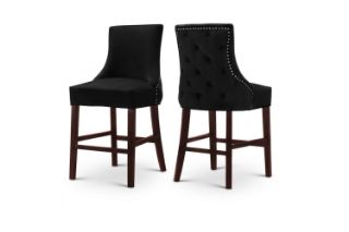 Picture of FRANKLIN Velvet Counter Chair Solid Rubber Wood Legs (Black) - 2 Chairs in 1 Carton
