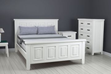 Picture of FRANCO 4PC/5PC/6PC Solid NZ Pine Bedroom Range in Queen/Super King Size (White) 