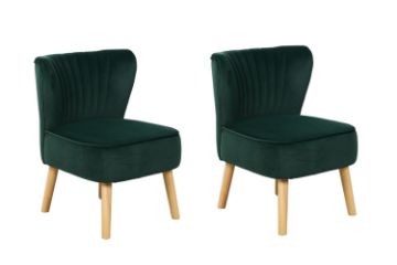 Picture of EVELYN Velvet Accent Chair (Green) - 2 Chairs in 1 Carton