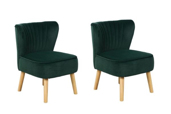 Picture of EVELYN Velvet Accent Chair (Green) - 2 Chairs in 1 Carton