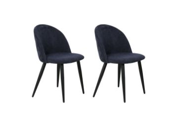 Picture of SOLIS Dining Chair with Black Metal Legs (Dark Blue) - 2 Chairs in 1 Carton