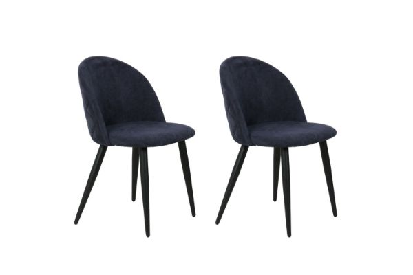 Picture of SOLIS Dining Chair with Black Metal Legs (Dark Blue) - 2 Chairs in 1 Carton