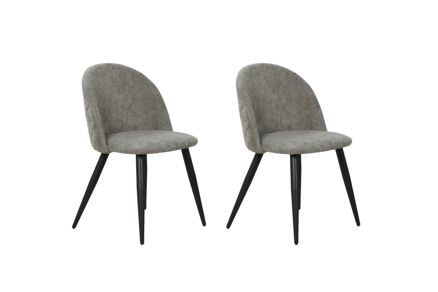 SOLIS Dining Chair with Black Metal Legs (Grey)