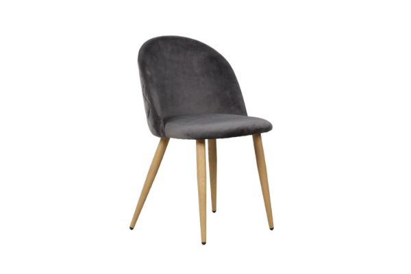 Picture of SOLIS Velvet Dining Chair with Wood Color Metal Legs (Grey)