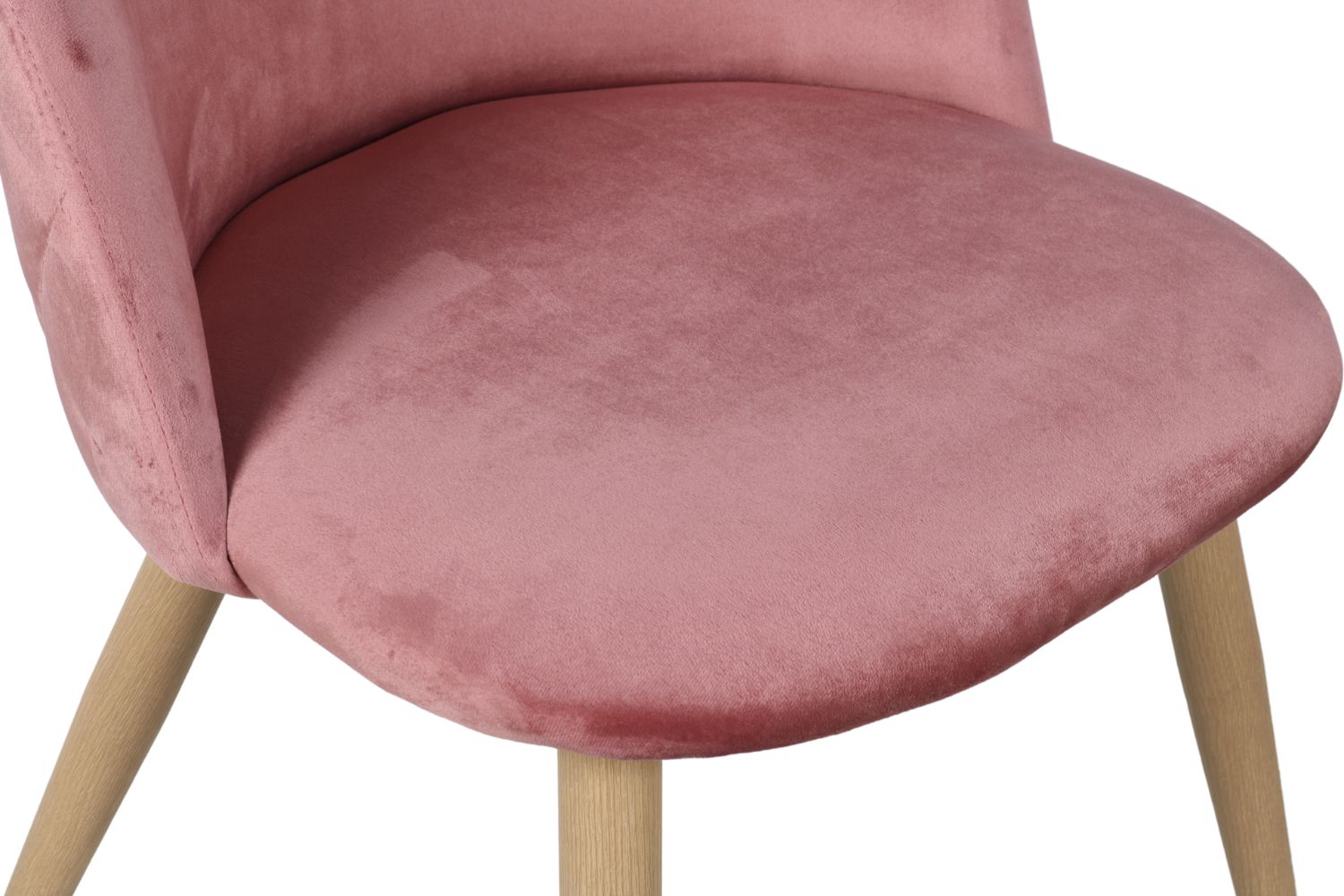 SOLIS Velvet Dining Chair with Wood Color Metal Legs (Rose Pink)