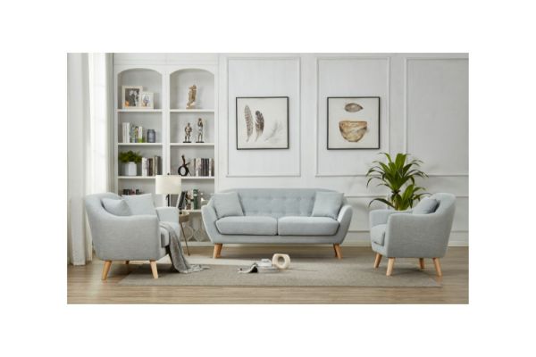 Picture of LUNA Sofa with Pillows (Light Grey) - 3+2+1 Sofa Set
