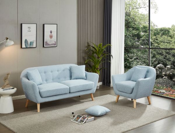Picture of LUNA Sofa with Pillows (Light Blue) - 3+2 Sofa Set