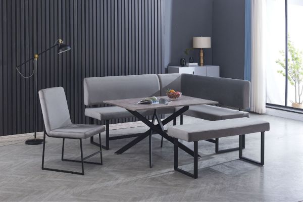 Picture of BLAZER 4PC Velvet Dining Set (Grey)